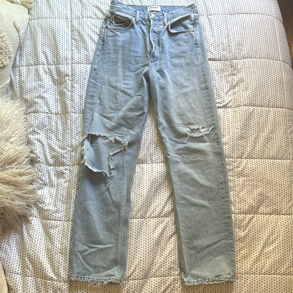 AGOLDE Ripped Straight Jeans 90’s pinched waist